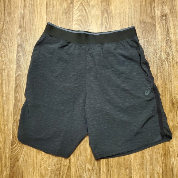 ASICS Running Shorts Men Medium Gray Black Athletic‎ Woven Active Training Gym - Picture 1 of 7